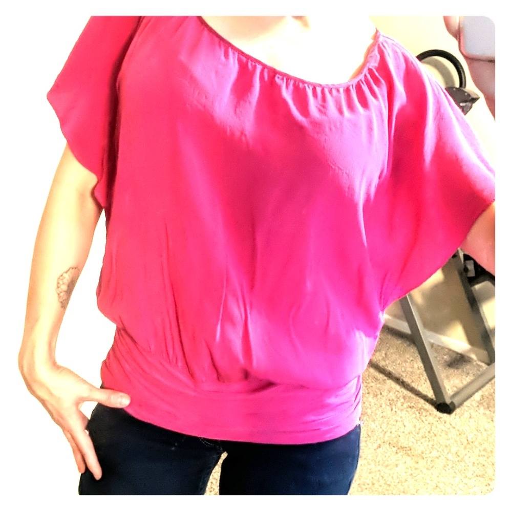 White House Black Market Mauve Silk Blouse Size M